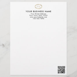 Papel Timbrado Modern Minimalist Black QR Code Business Logo
