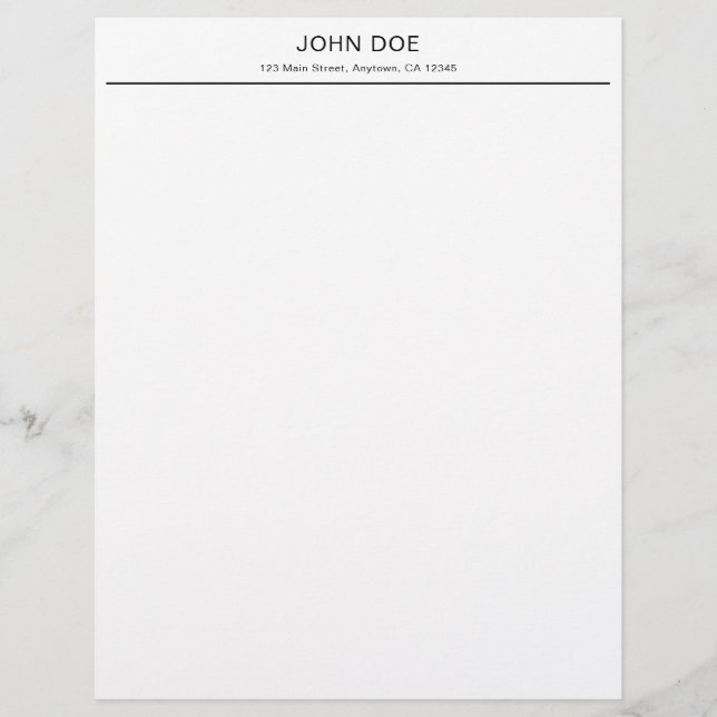 Papel Timbrado Modern Minimalist Personalized Office Letterhead (Frente)