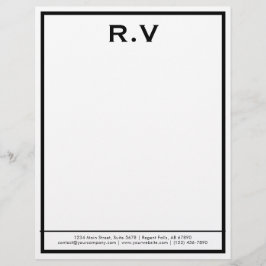 Papel Timbrado Modern Monogram Gray Border Company letterhead