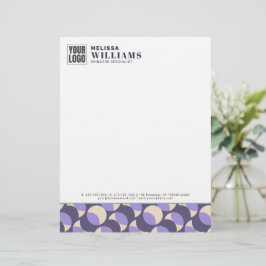 Papel Timbrado Modern Retro Lavender Geometric Letterhead
