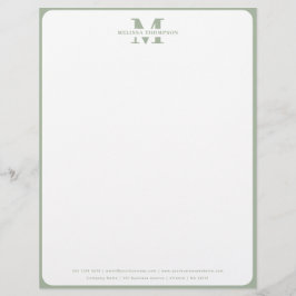 Papel Timbrado Modern Sage Green Monogrammed
