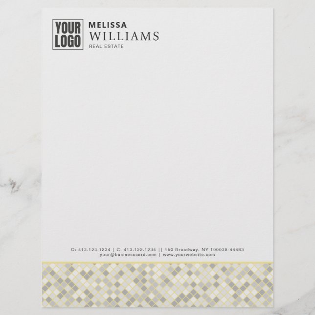 Papel Timbrado Modern Yellow & Gray Geometric Business Letterhead (Frente)