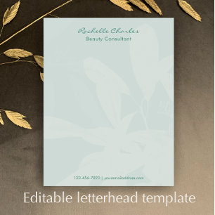 Papel Timbrado Moderno Elegante Verde Script Negócios Personaliza