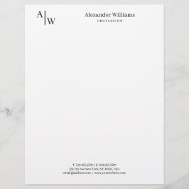 Papel Timbrado Moderno Profissional 2 Monograma - Preto Minimalis
