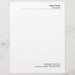 Papel Timbrado Moderno Vermelho Branco Simples Minimalista