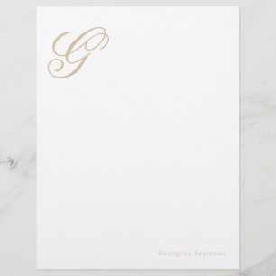 Papel Timbrado Monograma Bege Elegant Script