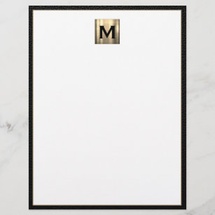 Papel Timbrado Monograma com metal escovado personalizado Alface 