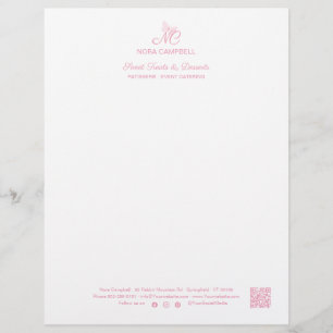 Papel Timbrado Monograma de Negócio Código QR Ícones de Mídia Soc