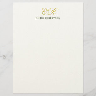 Papel Timbrado Monograma de Nome em Caligrafia Cor Dourado Preto