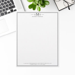 Papel Timbrado Monograma de três letras minimalista elegante
