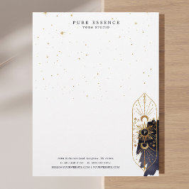 Papel Timbrado Monograma do Sol Celestial e da Tinta Escura da Lu