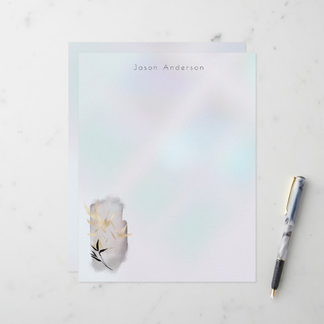 Papel Timbrado Monograma Dourado Luxurioso de Bambu (Frente/Verso In Situ)