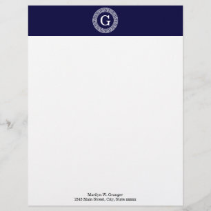 Papel Timbrado Monograma inicial do Quadro de Linhas Chave Grego
