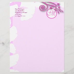 Papel Timbrado Monograma Lavanda timbrada e framboesa