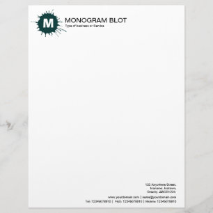 Papel Timbrado Monograma Manchado - Verde Escuro