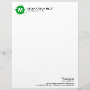 Papel Timbrado Monograma Manchado - Verde Grama