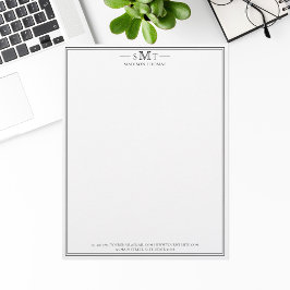Papel Timbrado Monograma Minimalista Elegante de Três Letras