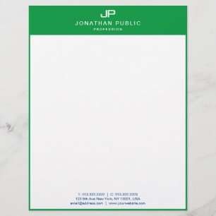 Papel Timbrado Monograma Modelo Verde Branco Inicial Personalizáv