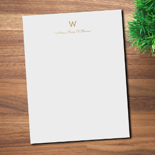 Papel Timbrado Monograma Moderno em Grafite Dourado