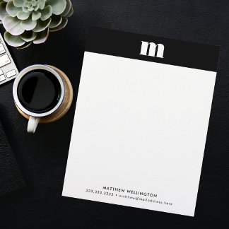 Papel Timbrado Monograma Personalizado Branco Branco Mínimo e Sól