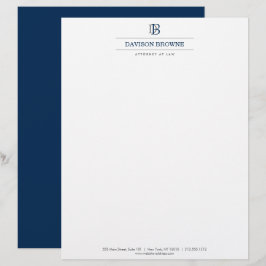 Papel Timbrado Monograma Profissional Azul em Branco