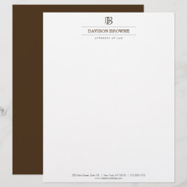 Papel Timbrado Monograma Profissional Castanho em Letreiro Branco