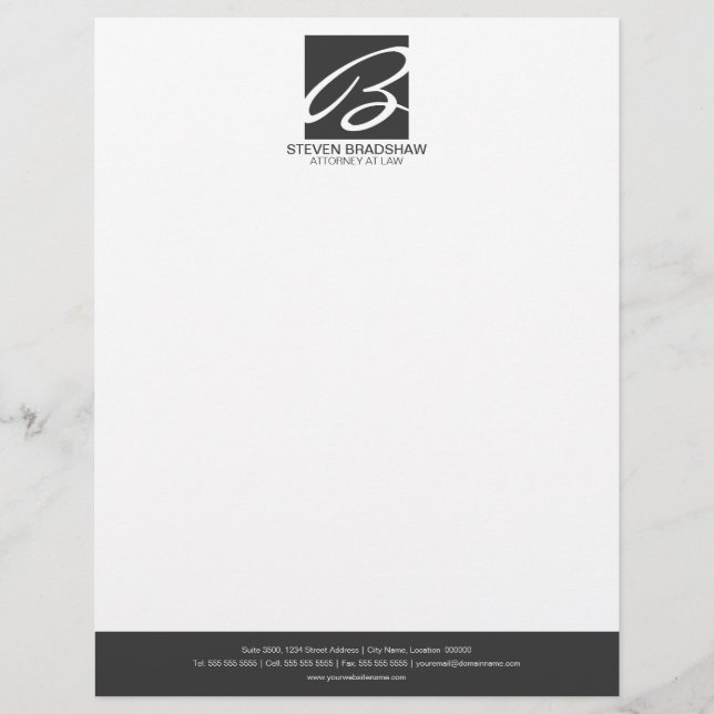 Papel Timbrado Monograma Profissional Cinza (Frente)