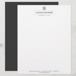 Papel Timbrado Monograma profissional Cinza Escura em Branco