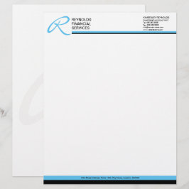 Papel Timbrado Monograma profissional em negócios azuis