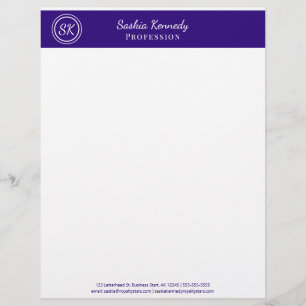 Papel Timbrado Monograma profissional roxo elegante