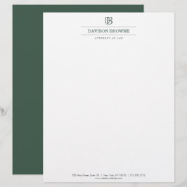 Papel Timbrado Monograma profissional verde em branco