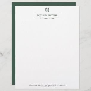 Papel Timbrado Monograma profissional verde em branco