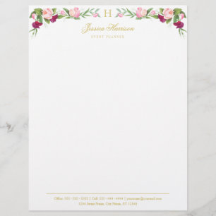 Papel Timbrado Monograma, Púrpura, cor-de-rosa, doce Vintage