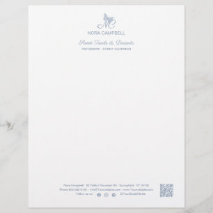 Papel Timbrado Monograma QR Código de Negócio Mídia Social Dusty 