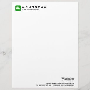 Papel Timbrado Monograma quadrado arredondado - verde de grama
