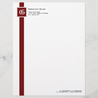 Papel Timbrado Monograma vermelho, preto & branco profissional da