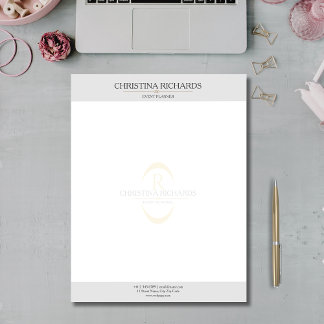Papel Timbrado Monogramas Cinza moderna e elegante negócio