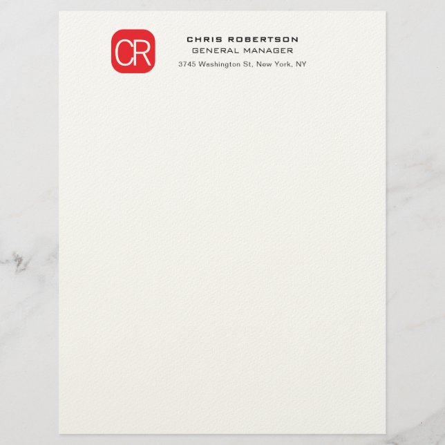 Papel Timbrado Monogrammed Red White Professional Plain (Frente)