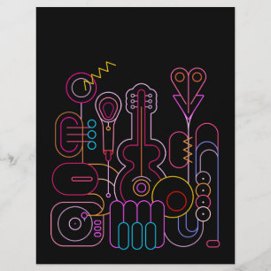 Papel Timbrado Music Neon Colors Design