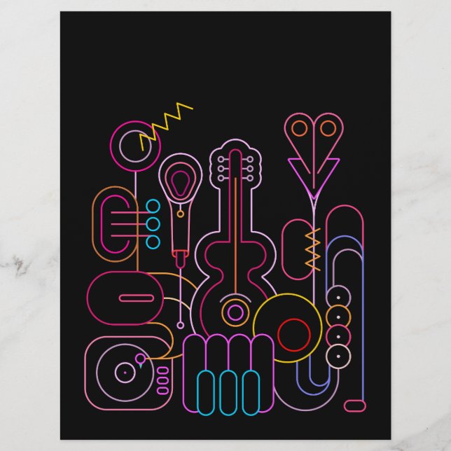 Papel Timbrado Music Neon Colors Design (Frente)