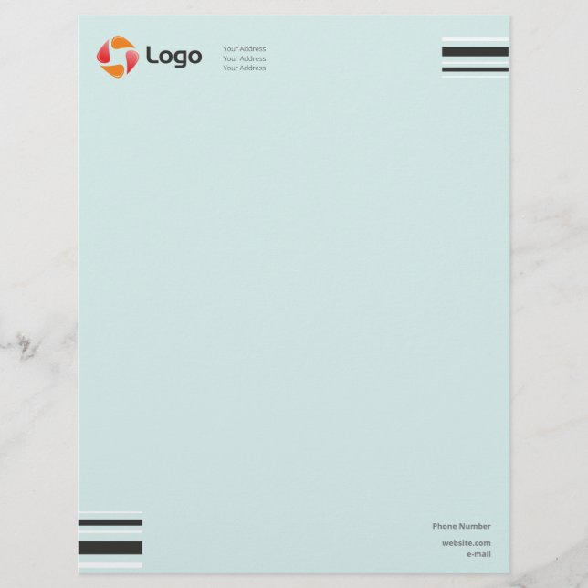 Papel Timbrado Na moda preto e branco Linhas Mínimas Quadradas (Frente)