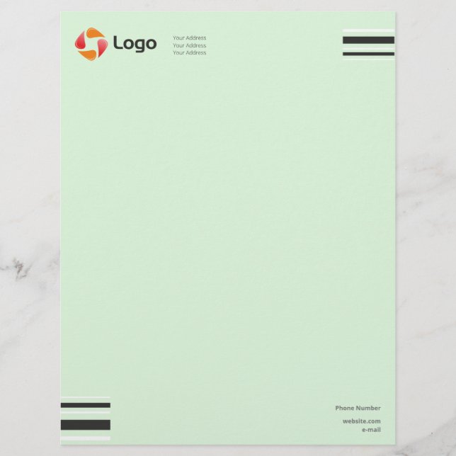 Papel Timbrado Na moda preto e branco Linhas Mínimas Quadradas (Frente)