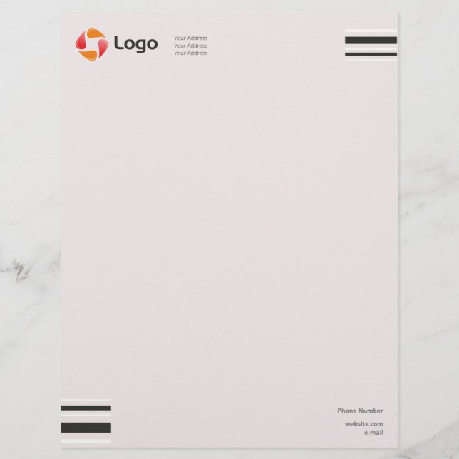 Papel Timbrado Na moda preto e branco Linhas Mínimas Quadradas (Frente)