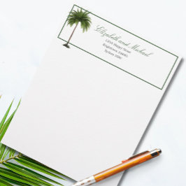 Papel Timbrado Na moda Verde de Árvore Tropical Palm