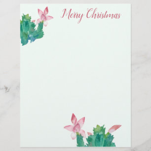 Papel Timbrado Natal Cactus Plant Holiday - Letra Escrevendo 