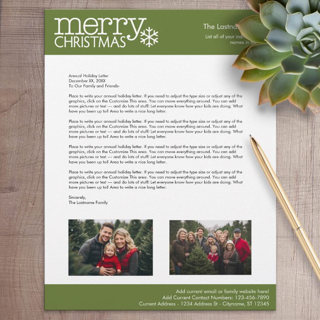 Papel Timbrado Natal - Carta Anual de Férias com Fotos (Personalized Stationery)