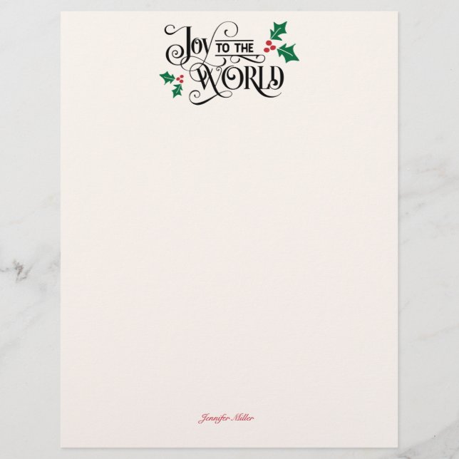 Papel Timbrado Natividade no verso Joy To The World w Signature (Frente)