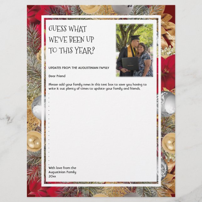 Papel Timbrado Newsletter de fotos | CHRISTMAS WREATH | Família (Frente)