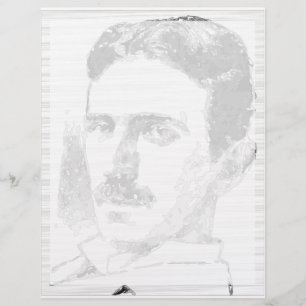 Papel Timbrado Nikola Tesla Desenhando Em Preto E Branco