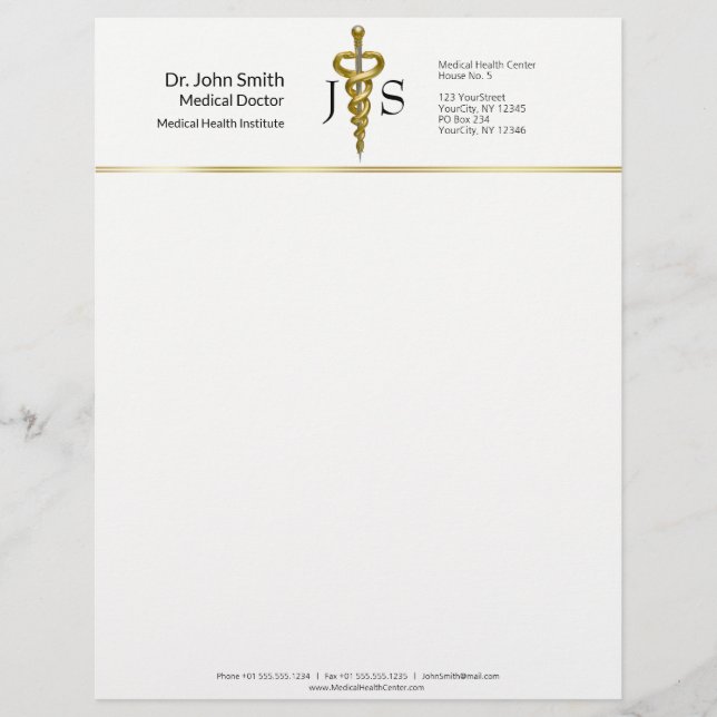Papel Timbrado Noble Classy Medical Elegante Dourado Silver Ascle (Frente)